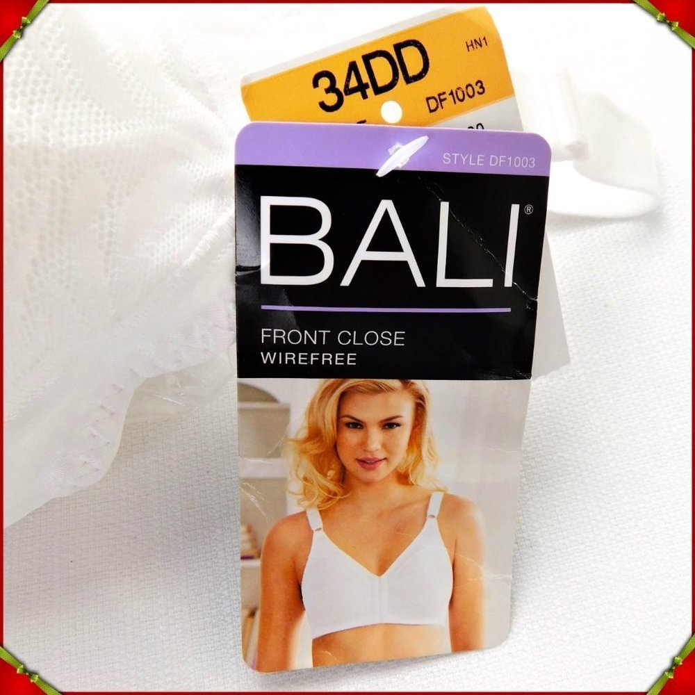 Bali Front Close WireFree White Bra 34DD NWT